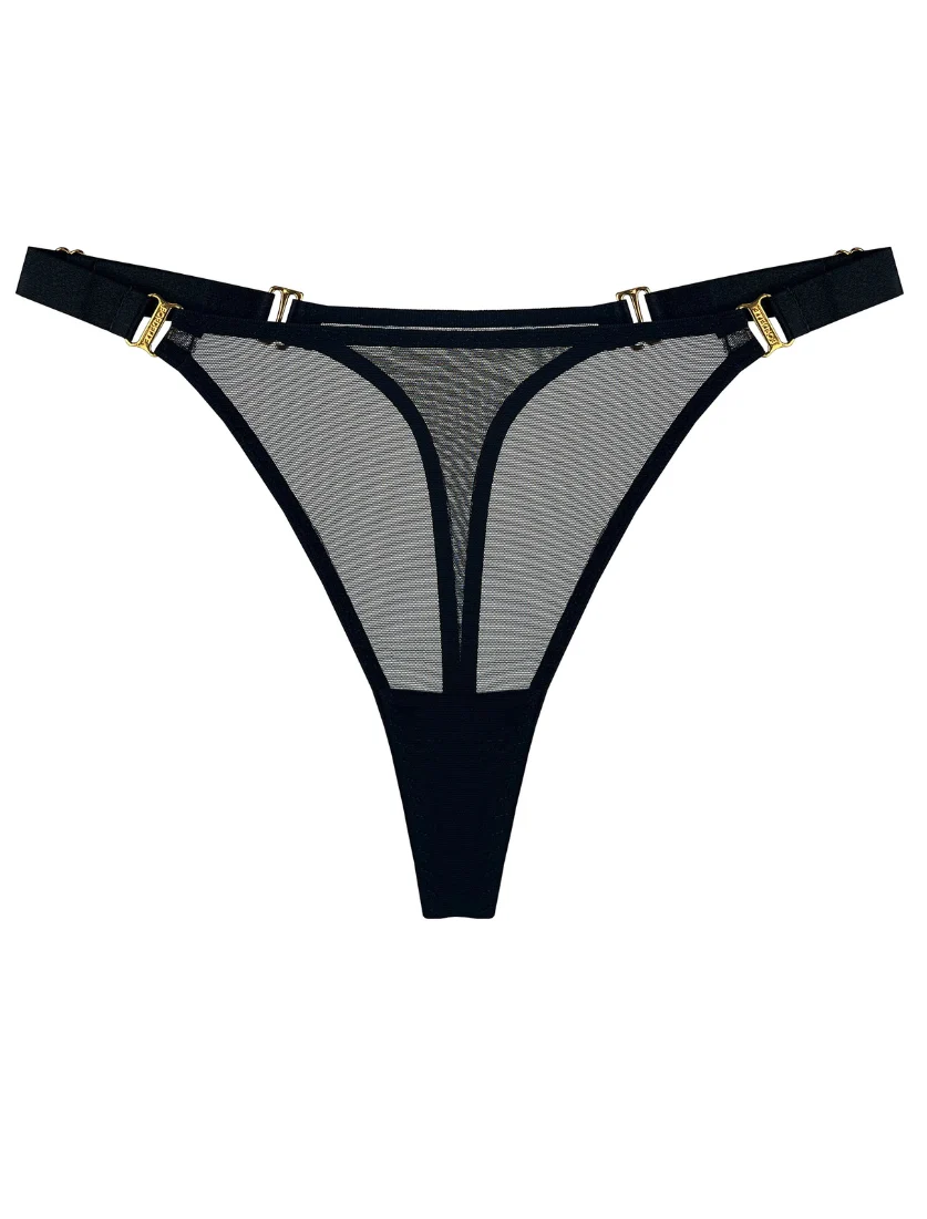Signature Black Mesh Thong