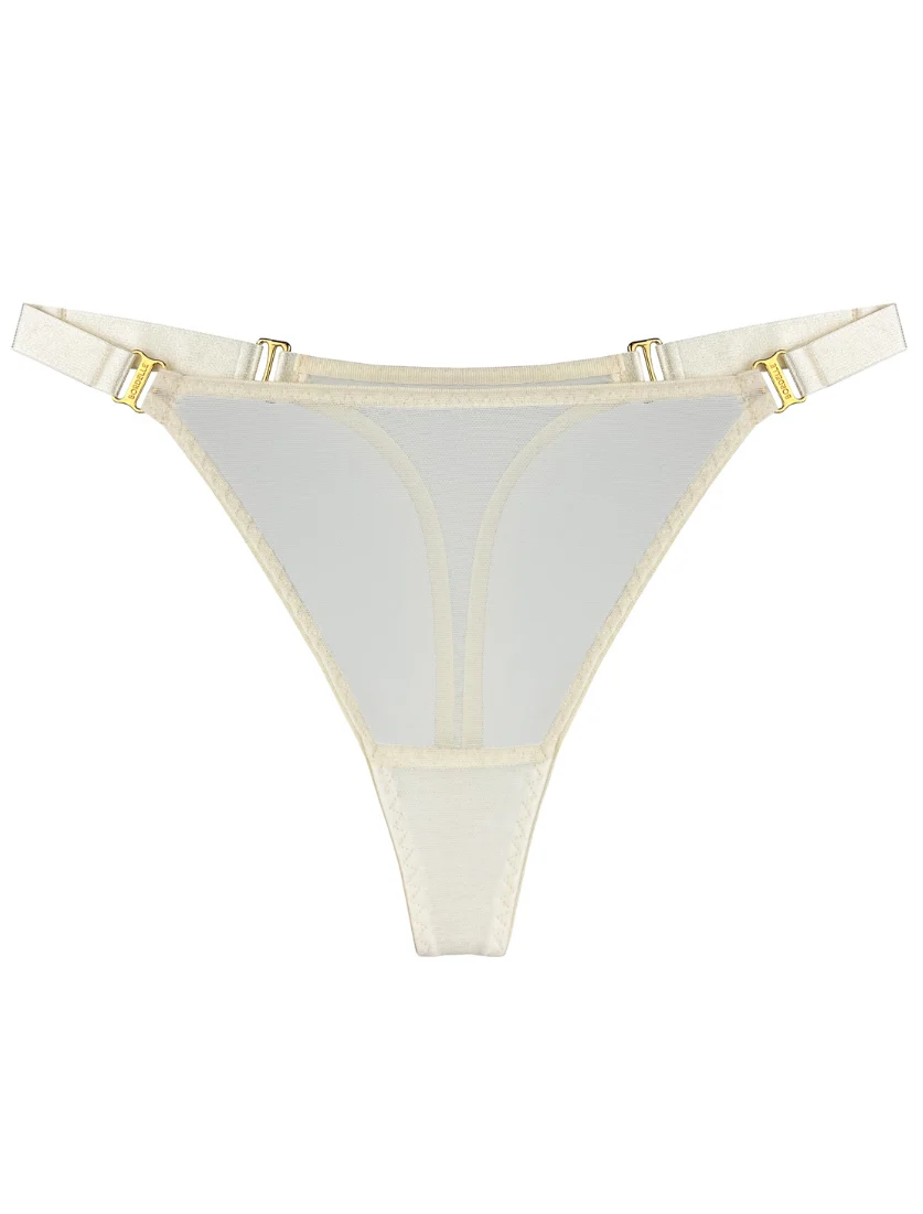 Signature Cream Mesh Thong