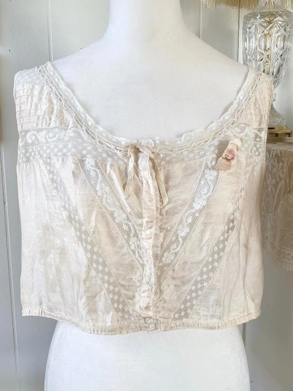 Silk Antique Victorian Ivory Camisole (M/L)