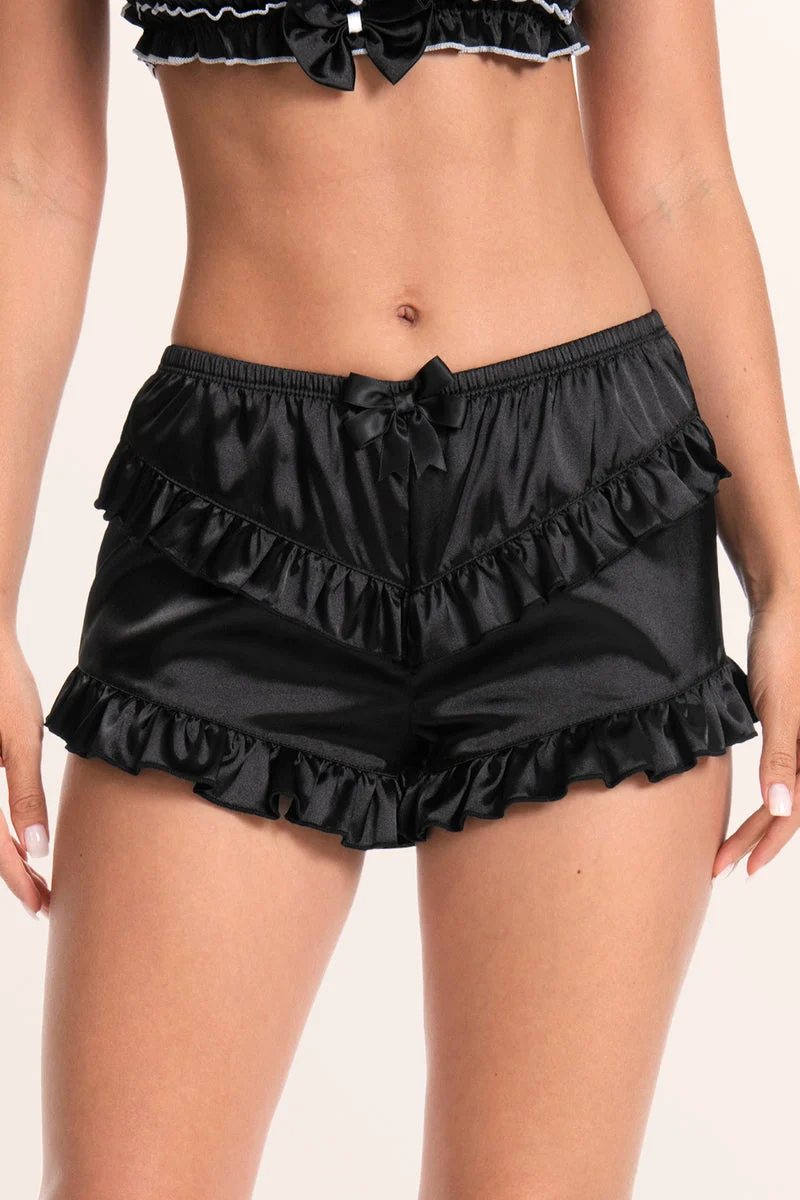 Silky Satin Ruffle Shorts