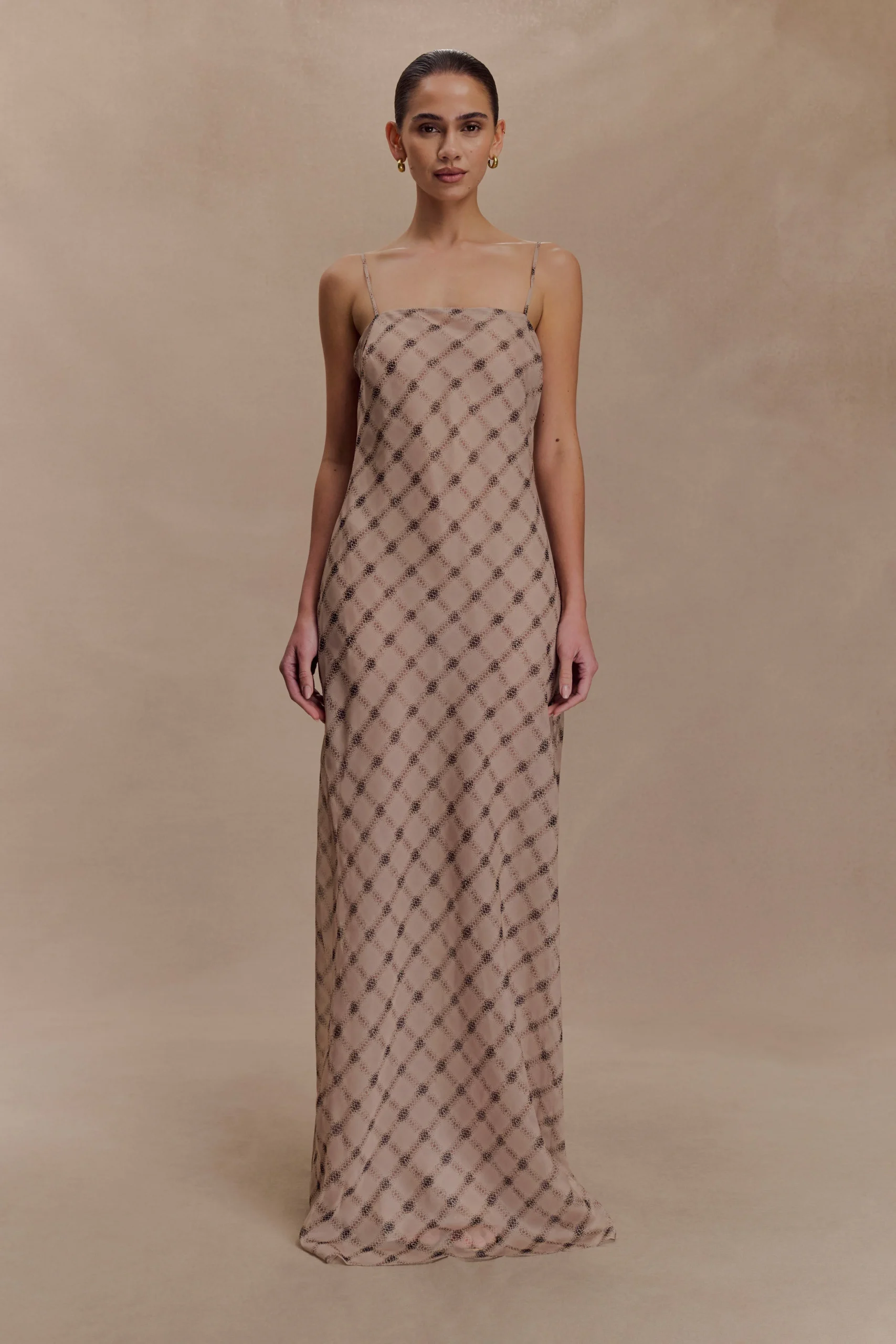 SilvanaFINAL SALEChiffon Maxi Dress - Snake Check Print Mocha