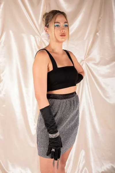 Silver Glitter Mini Skirt – Aria
