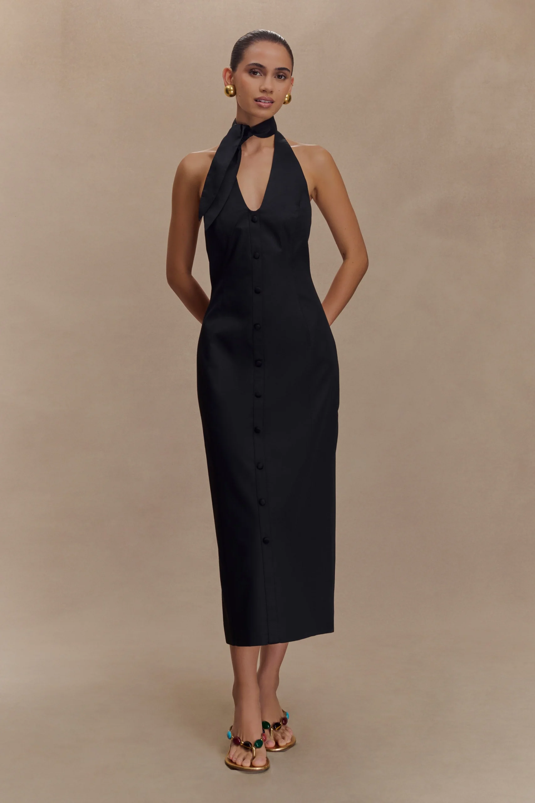 SimonaFINAL SALEHalter Neck Midi Dress - Black
