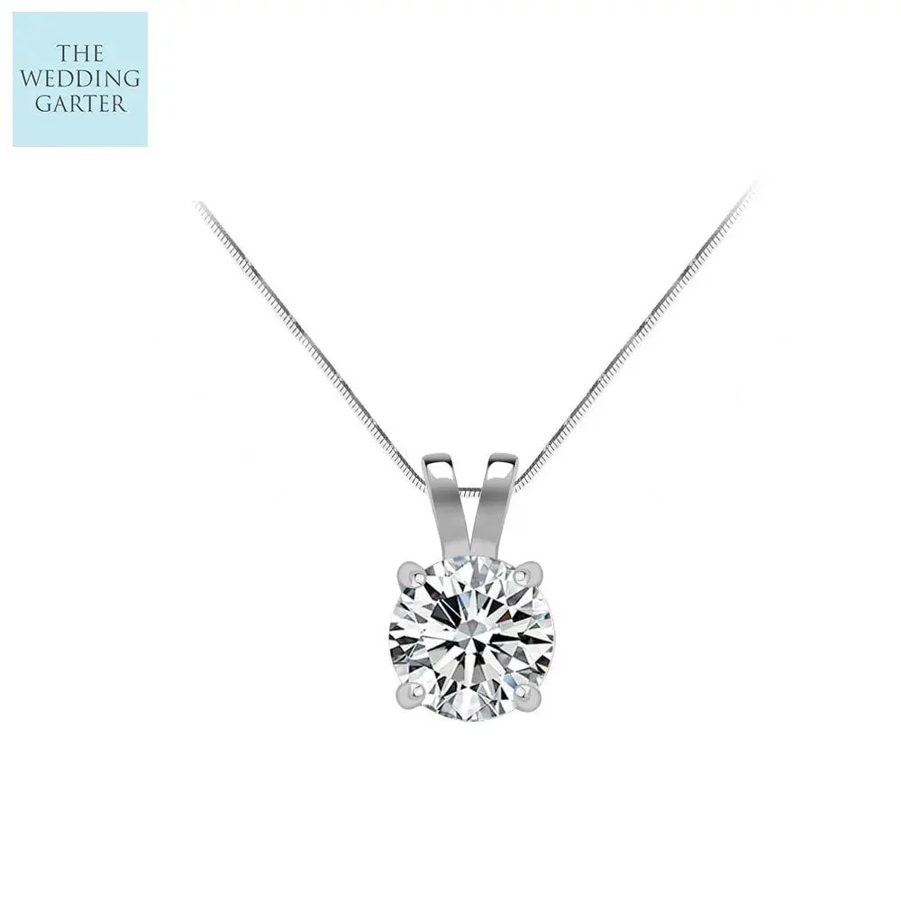 Simple 1 Carat Solitaire Cubic Zirconia Diamond Bridal Pendant