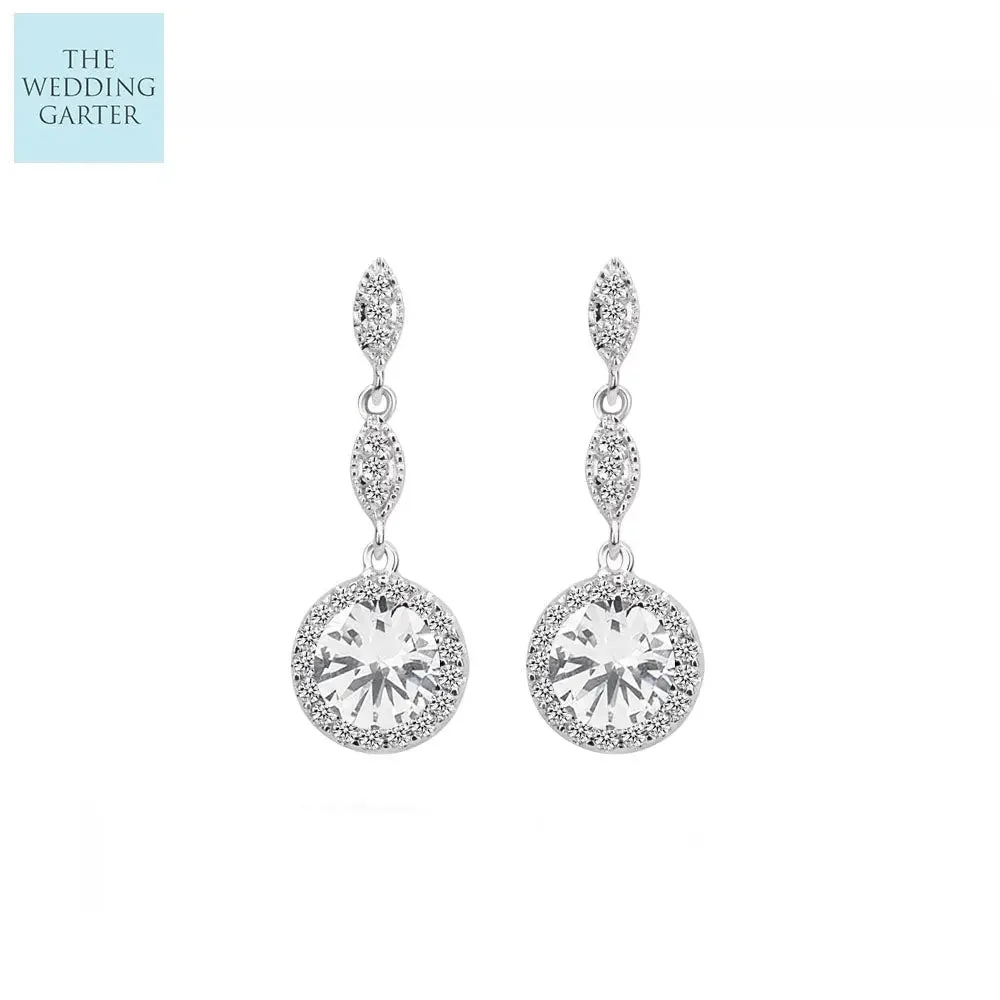 Simple CZ Diamond Drop Bridesmaid Earrings