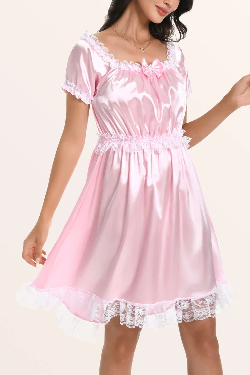 Sissy Satin Lacy Maid Nightdress