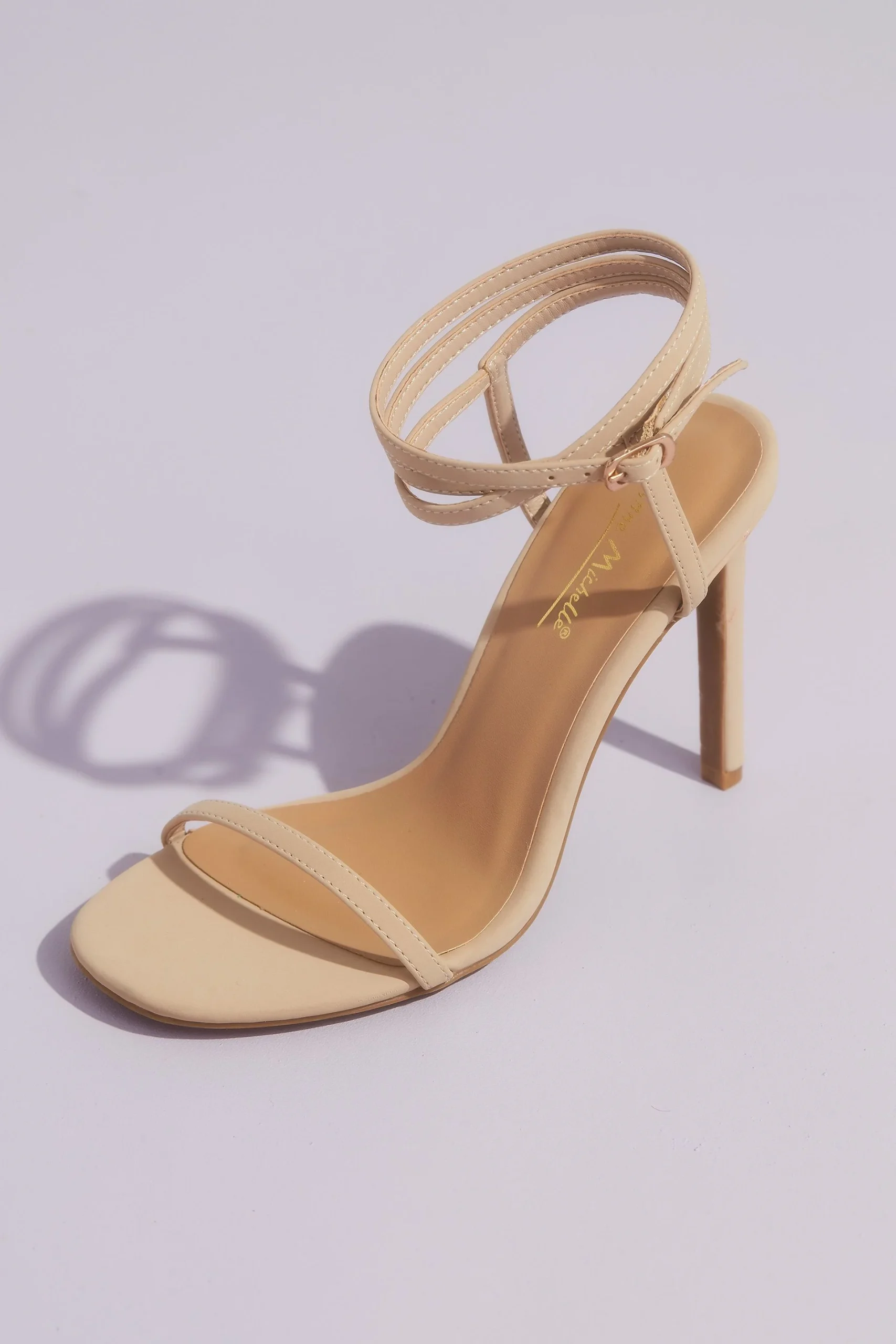 Skinny Strap Heeled Sandals with Wrap Ankle Strap