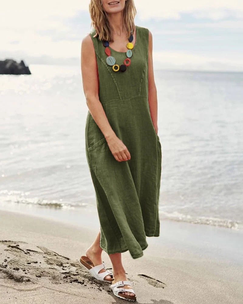 Sleeveless Dresses with Pocket
