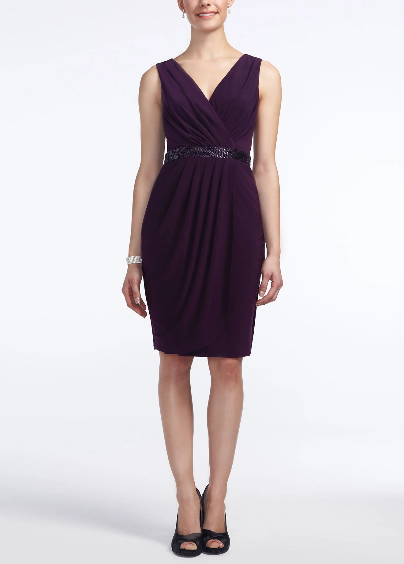 Sleeveless Mock Wrap Jersey Dress
