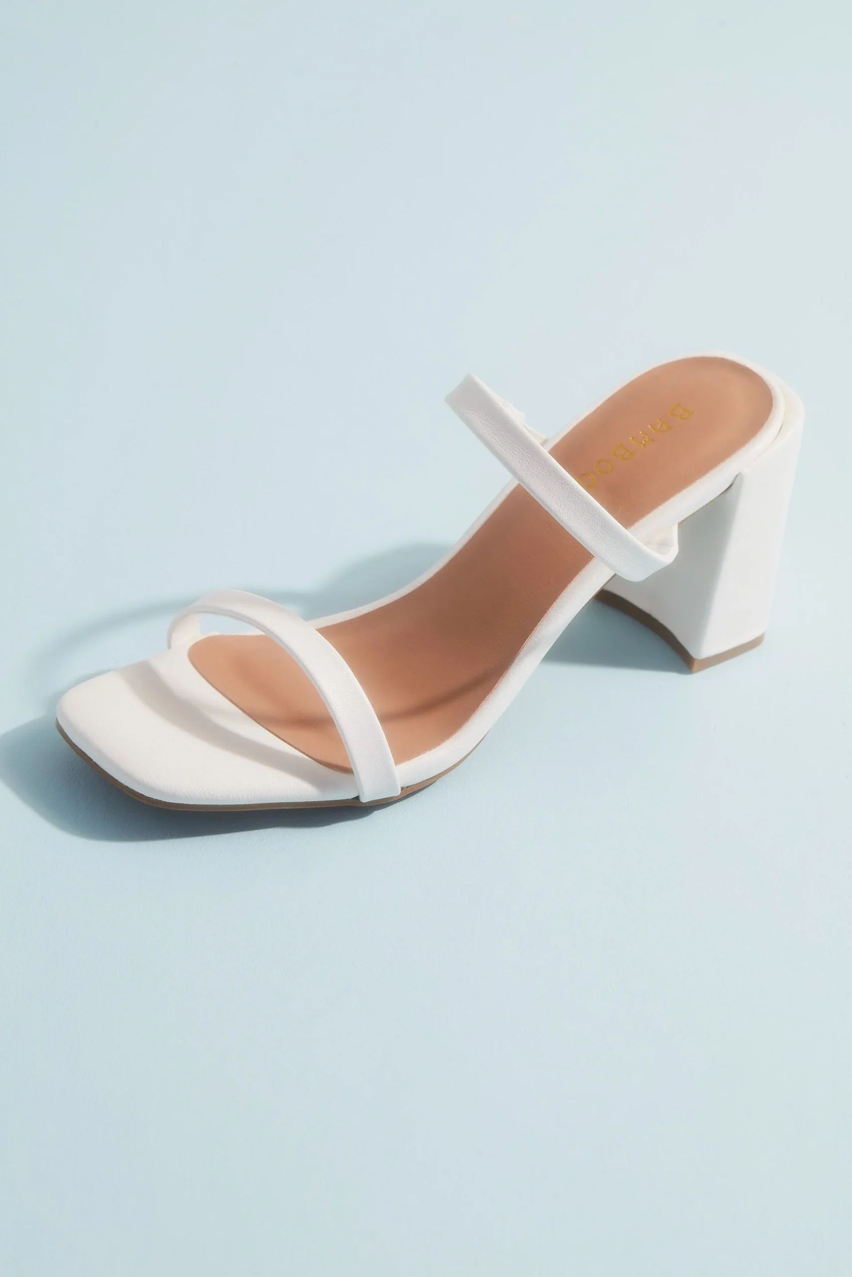 Slim Double Band Block Heel Mule Sandals