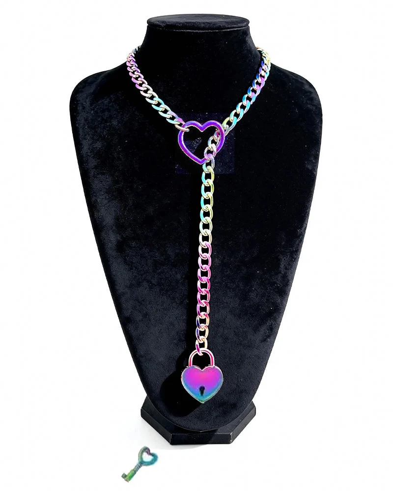 Slip Chain Necklace Heart Locker With Key