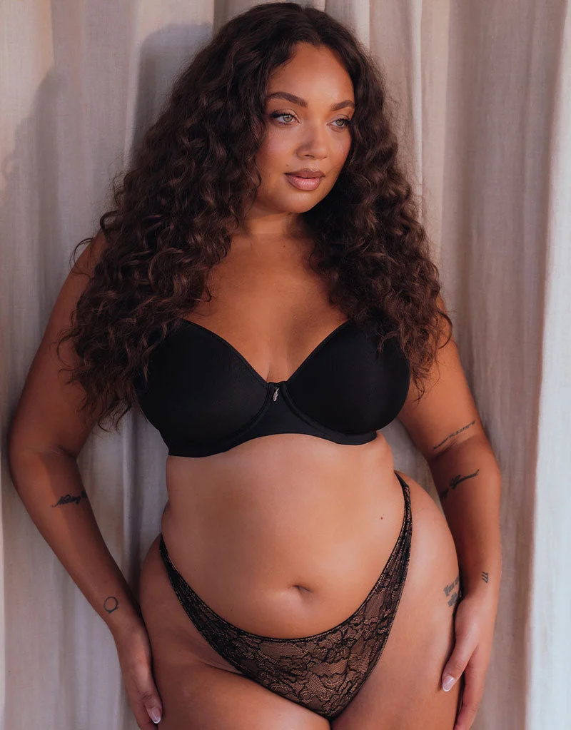 Smoothie Spacer Moulded T-Shirt Plunge Bra Black