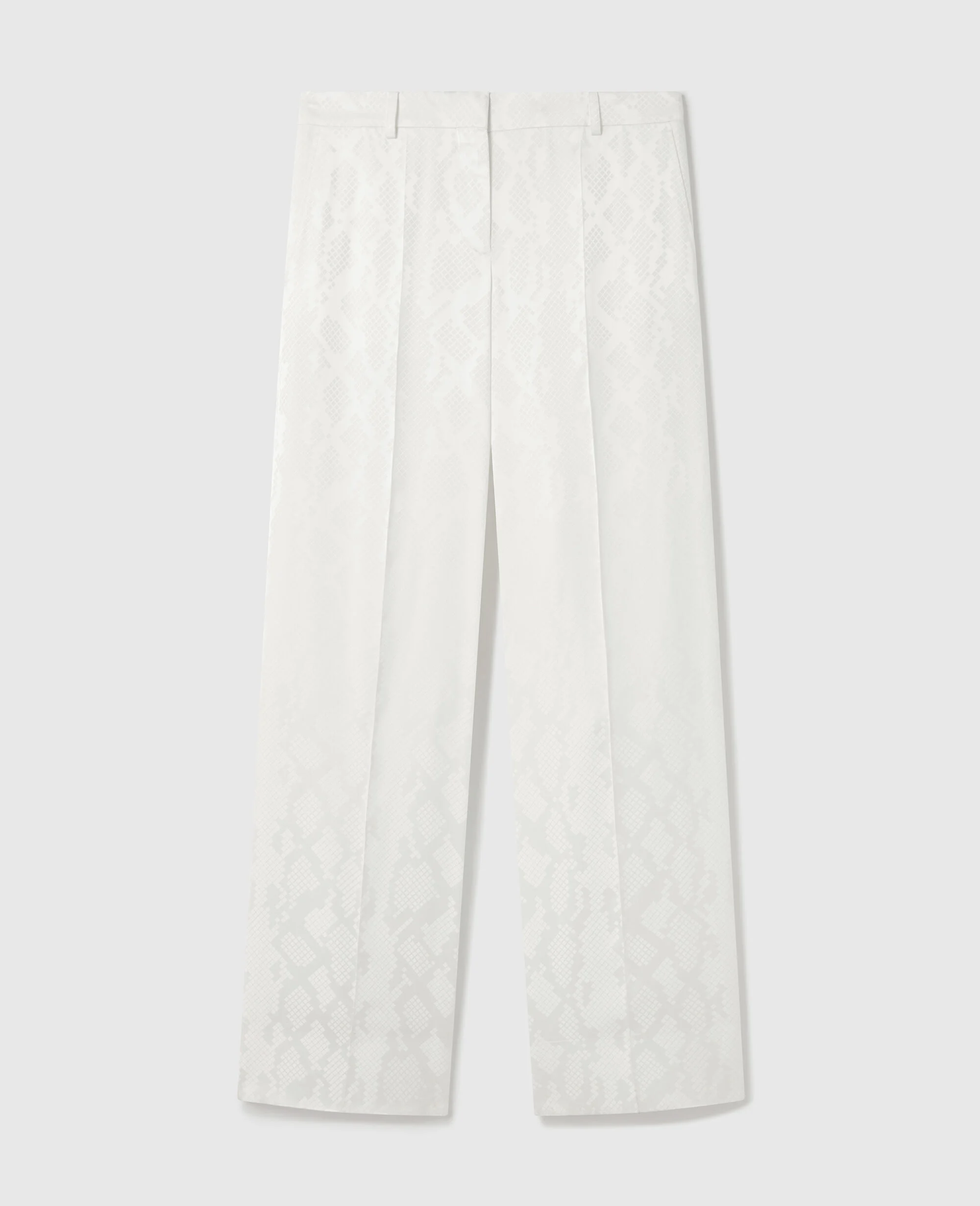 Snake Print Pleated Straight-Leg Trousers