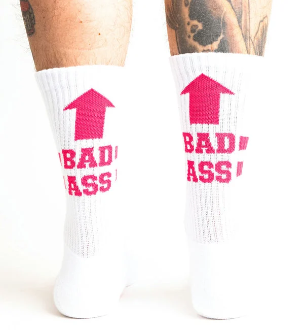 SOCK it to me Athletic Ribbed Crew Socks (SITMRCS) - Bad Ass (White)