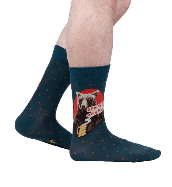 SOCK it to me Men's Crew Socks (SITMMCS) - Bearly Awake