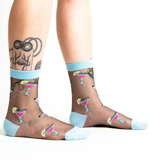 SOCK it to me Sheer Crew Socks (SITMSCS) - Just Here for the Cocktails