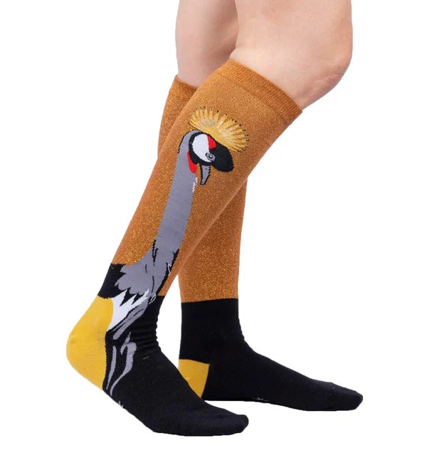 SOCK it to me Unisex Knee High Socks (SITMKHS) - Crowned Crane