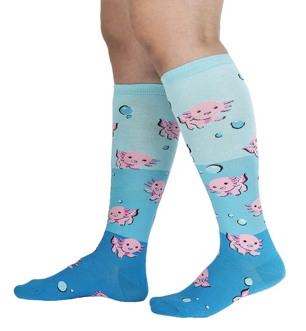 SOCK it to me Unisex Knee High Socks (SITMKHS) - Dancing Axolotl