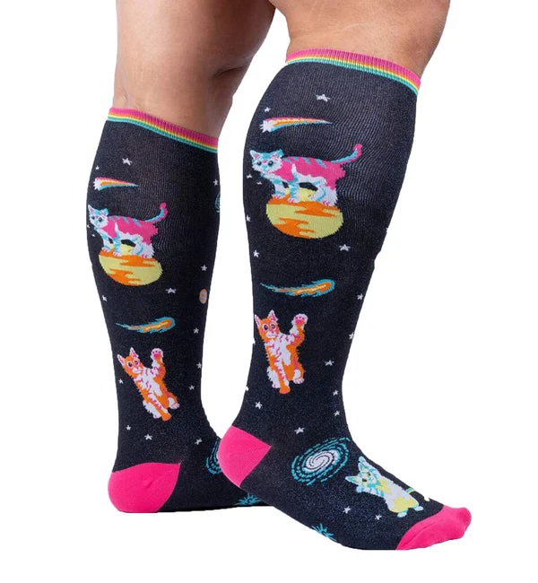 SOCK it to me Unisex Stretch-It Knee High Socks (SITMKHSIS) - Space Cats