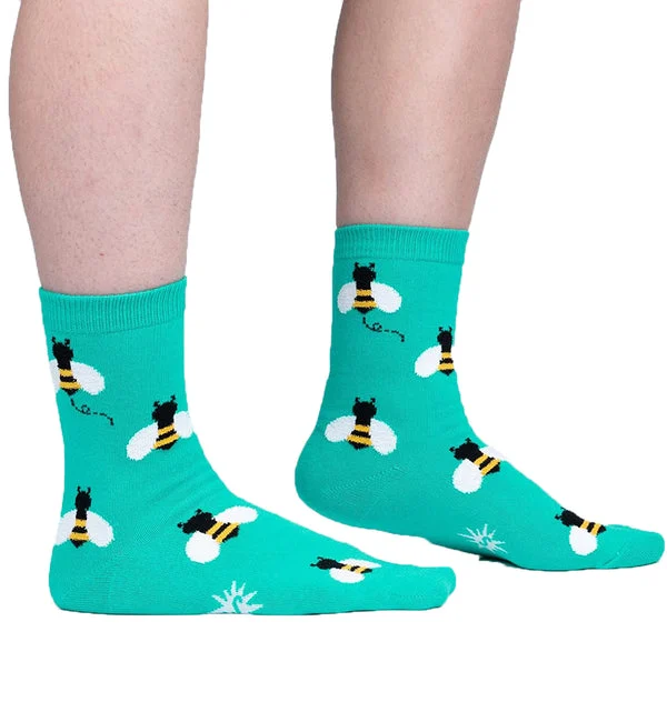 SOCK it to me Women's Crew Socks (SITMWCS) - Bee Happy