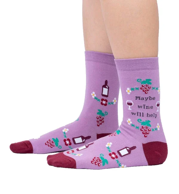 SOCK it to me Women's Crew Socks (SITMWCS) - Maybe Wine Will Help