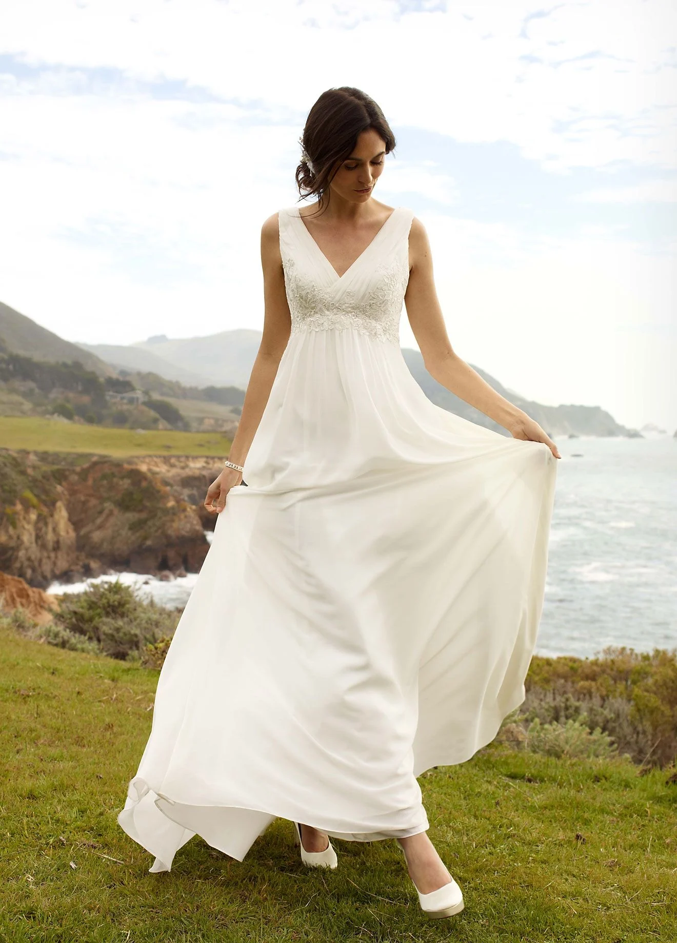 Soft Chiffon Sheath Tank with Illusion Lace Back