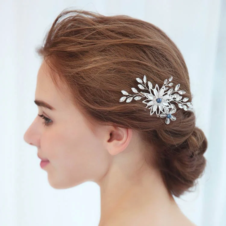 Something Blue Silver Wedding Hair Comb