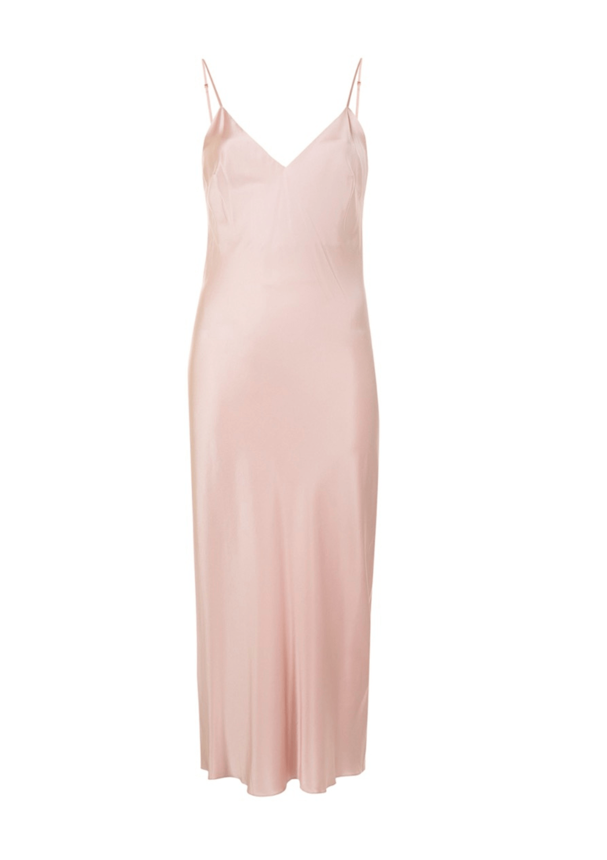 Sophia Midi Silk Slip Dress in Pink