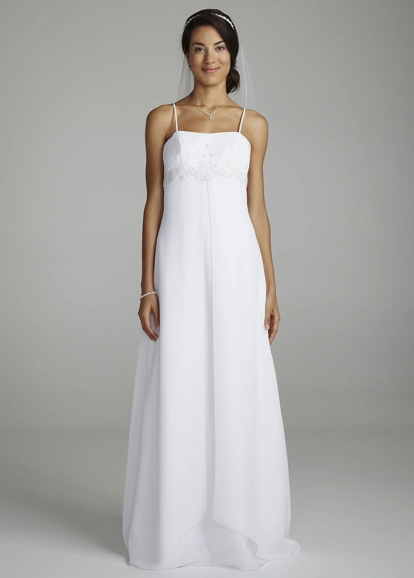 Spaghetti Strap Chiffon Split Front Gown
