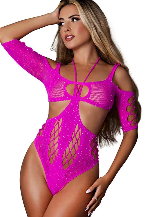 Sparkle Goddess Two Piece Bra & Open Cup Teddy Set By Magic Silk