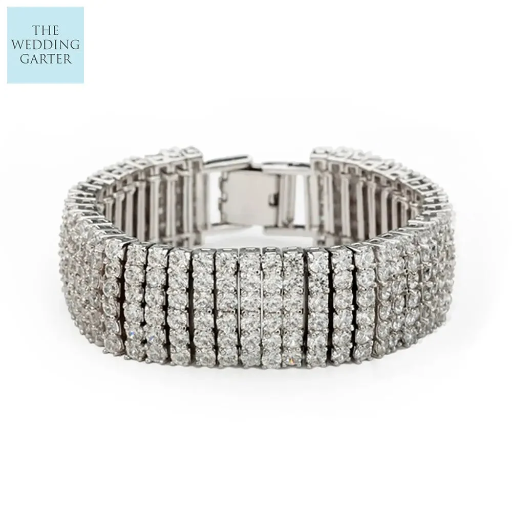 Sparkling Luxury Cubic Zirconia Diamond Cluster Formal Bracelet