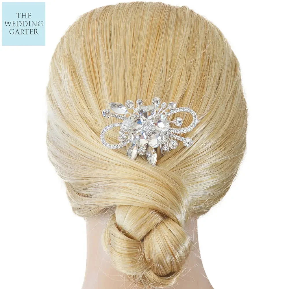 Sparkling Rhinestone Flower Wedding Headpiece