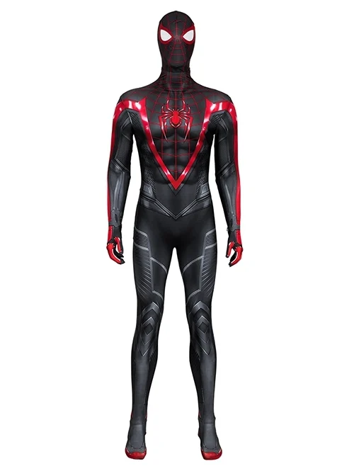 Spider Man 2 Action Adventure Games Miles Morales Bodysuit Halloween Cosplay Costume Set