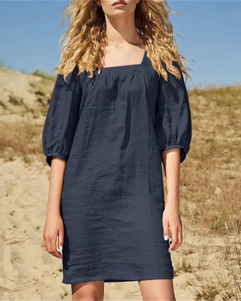 Square Neck Casual Dress
