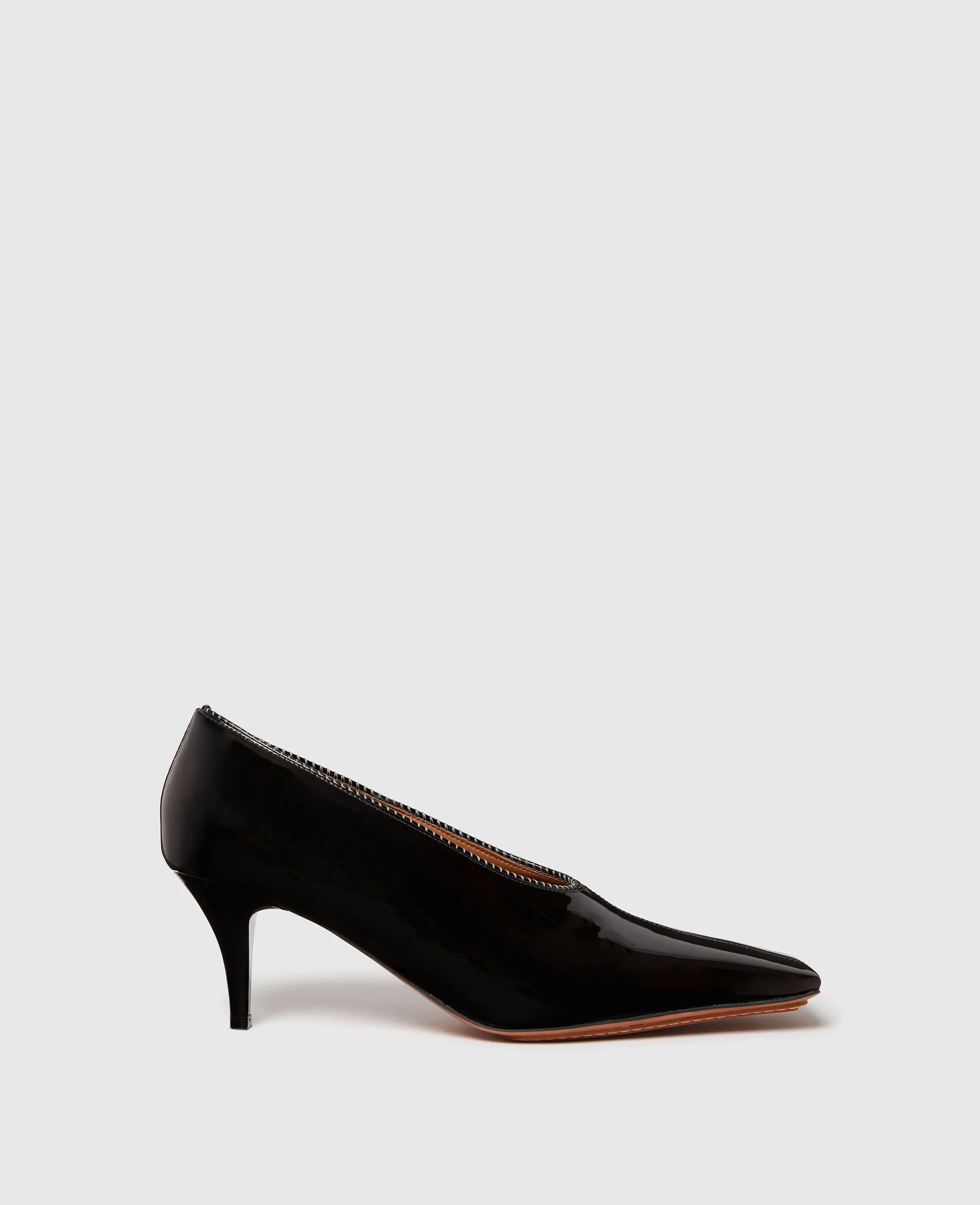 Square-Toe Patent Kitten Heels