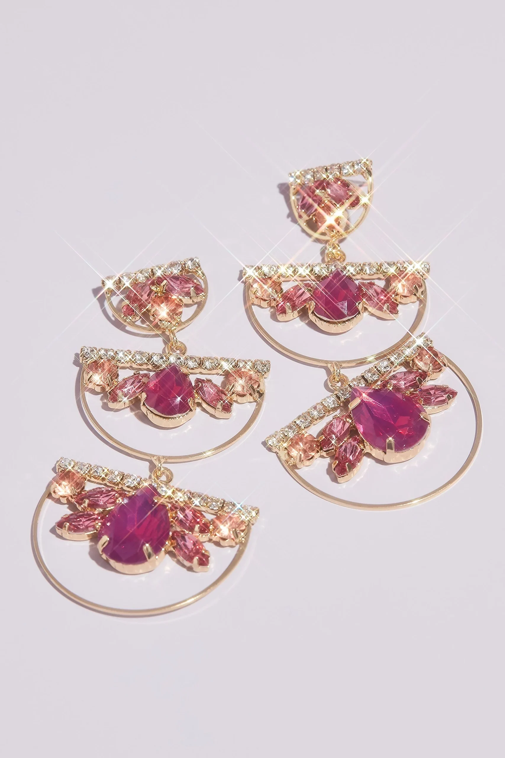 Stacked Stone Half-Hoop Earrings