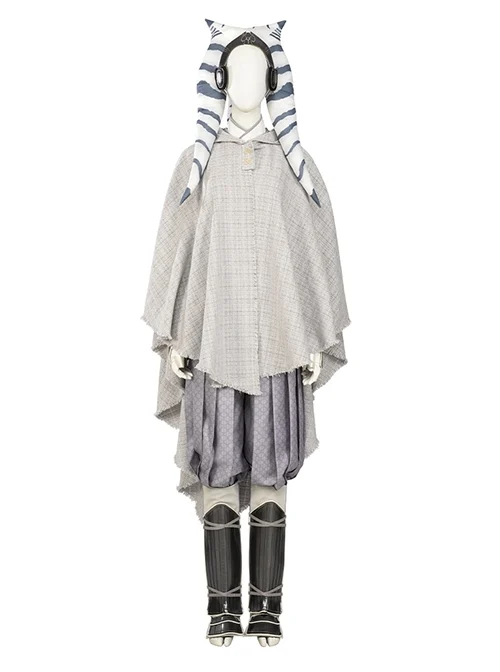 Star Wars Ahsoka Tano White Battle Suit Halloween Cosplay Costume Set Without Shoes