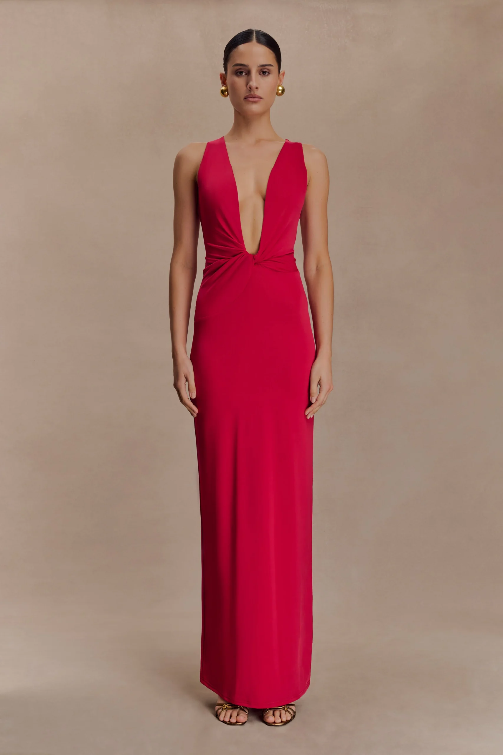 StellaFINAL SALEDraped Slinky Maxi Dress - Fuchsia Pink