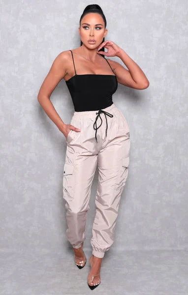 Stone Cuffed Cargo Trousers - Poppi