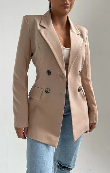Stone Long Sleeve Pocket Detail Tailored Button Blazer - Ava