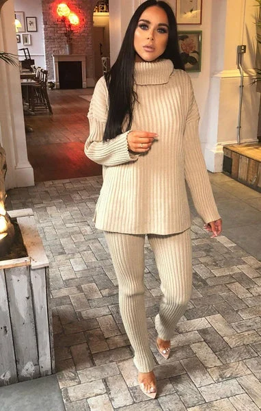 Stone Oversized High Neck Jumper Co-Ord - Aionna