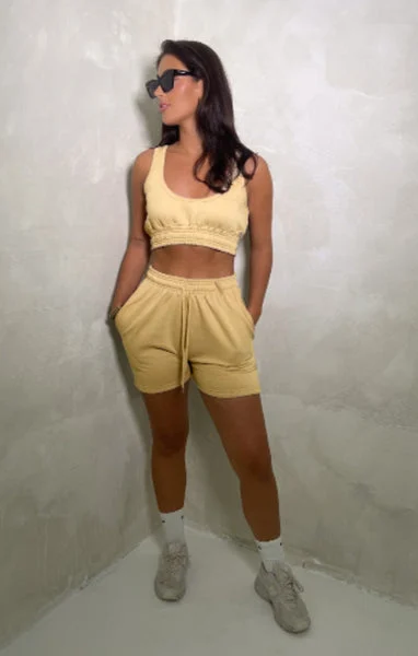 Stone Sleeveless Crop Top And Shorts Two Piece Set - Oula
