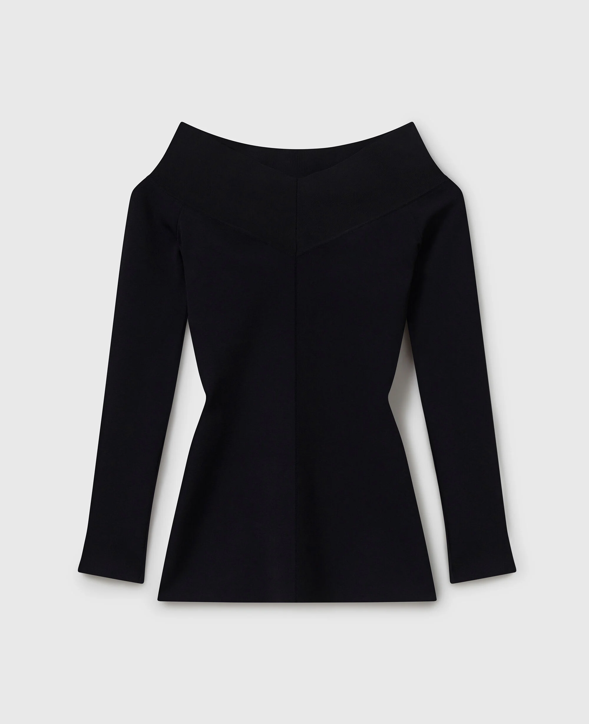 Straight-Neck Long-Sleeve Top