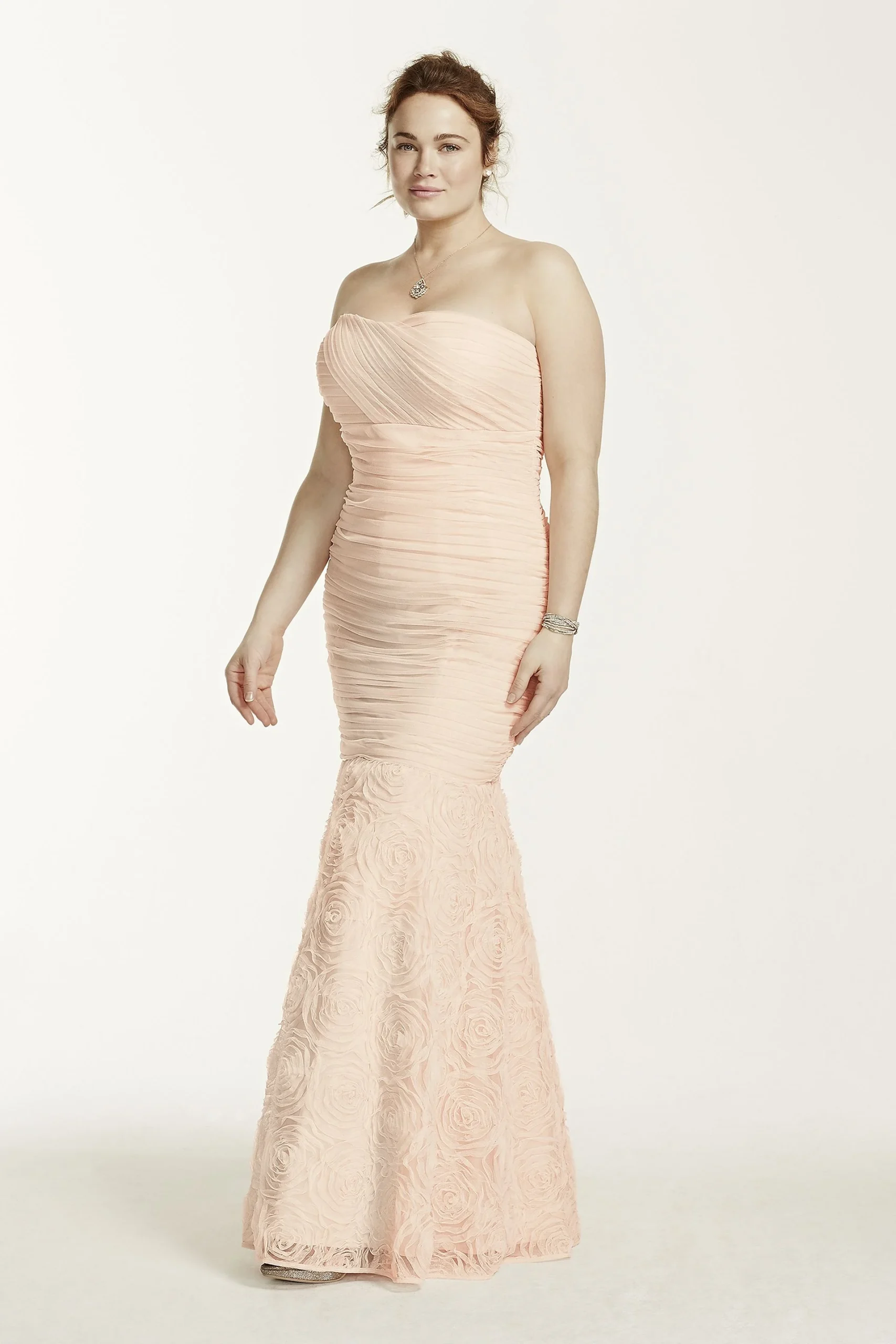 Strapless 3D Rosette Fit and Flare Dress