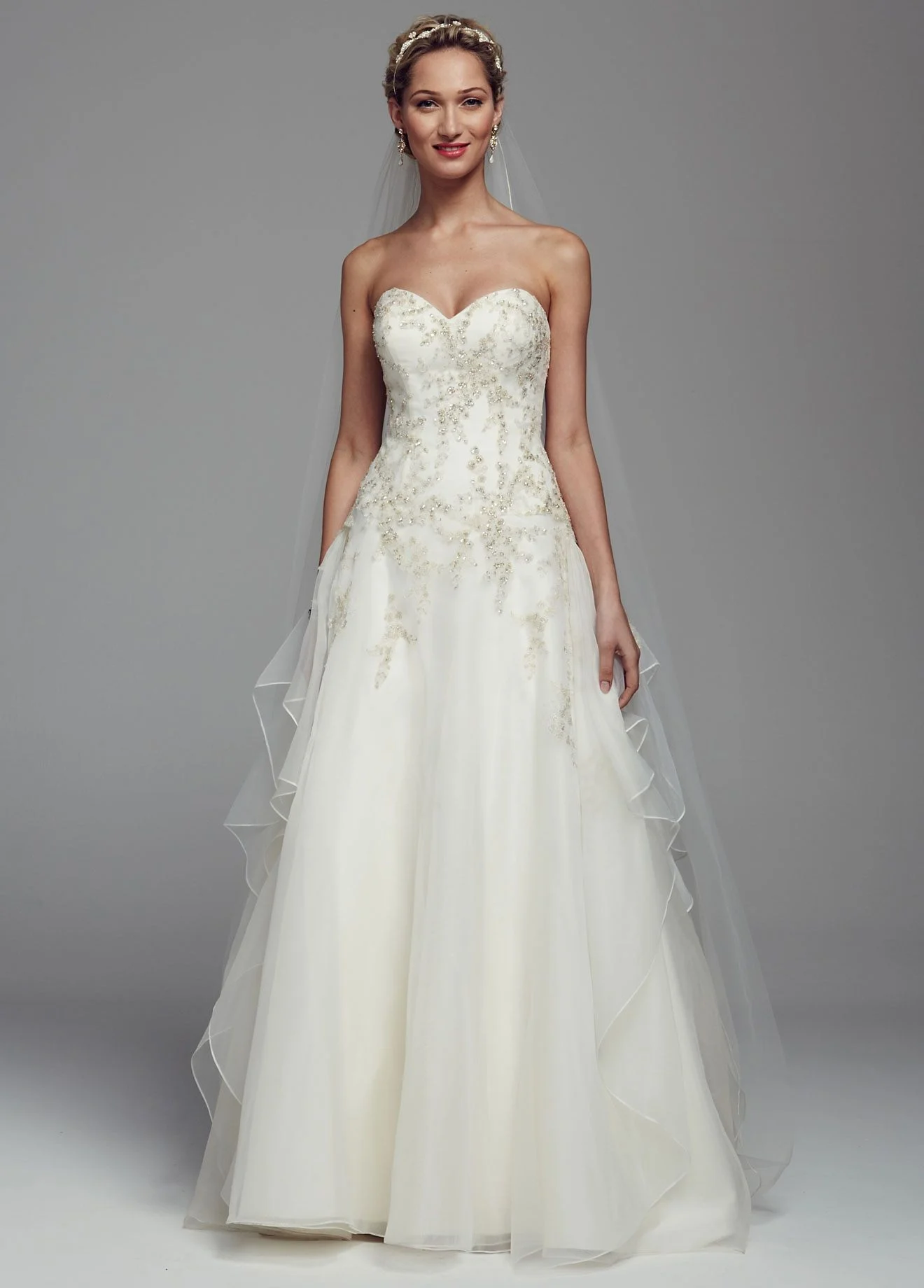 Strapless Beaded Organza Wedding Dress