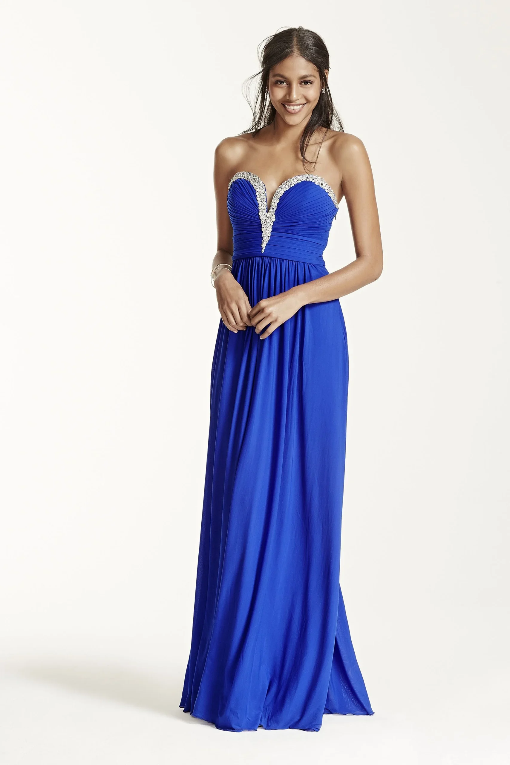 Strapless Embellished Deep Plunge Dress