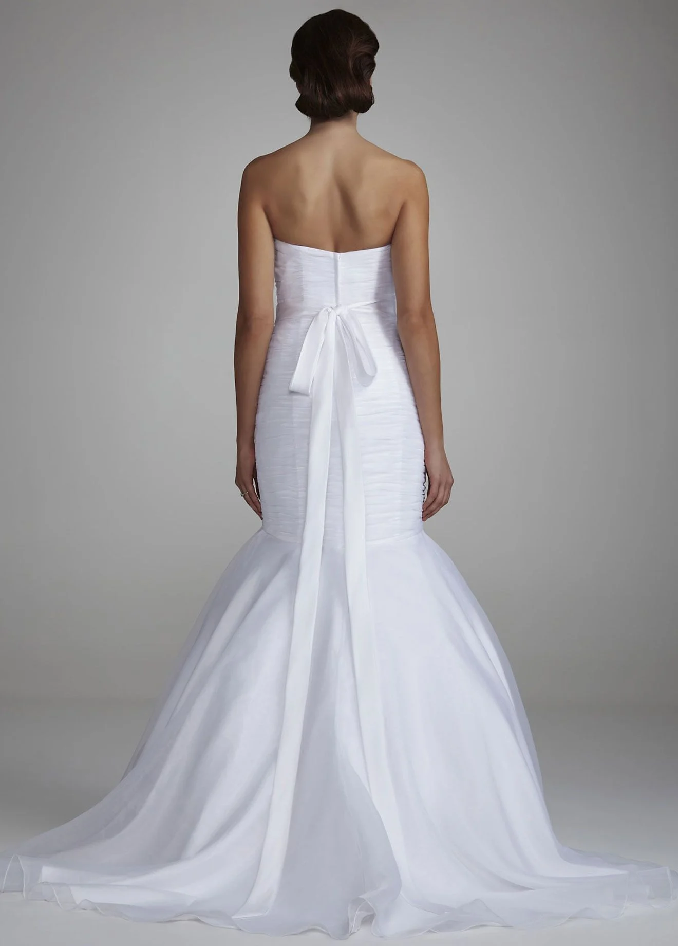 Strapless Organza Fitted Gown with Draped Bodice