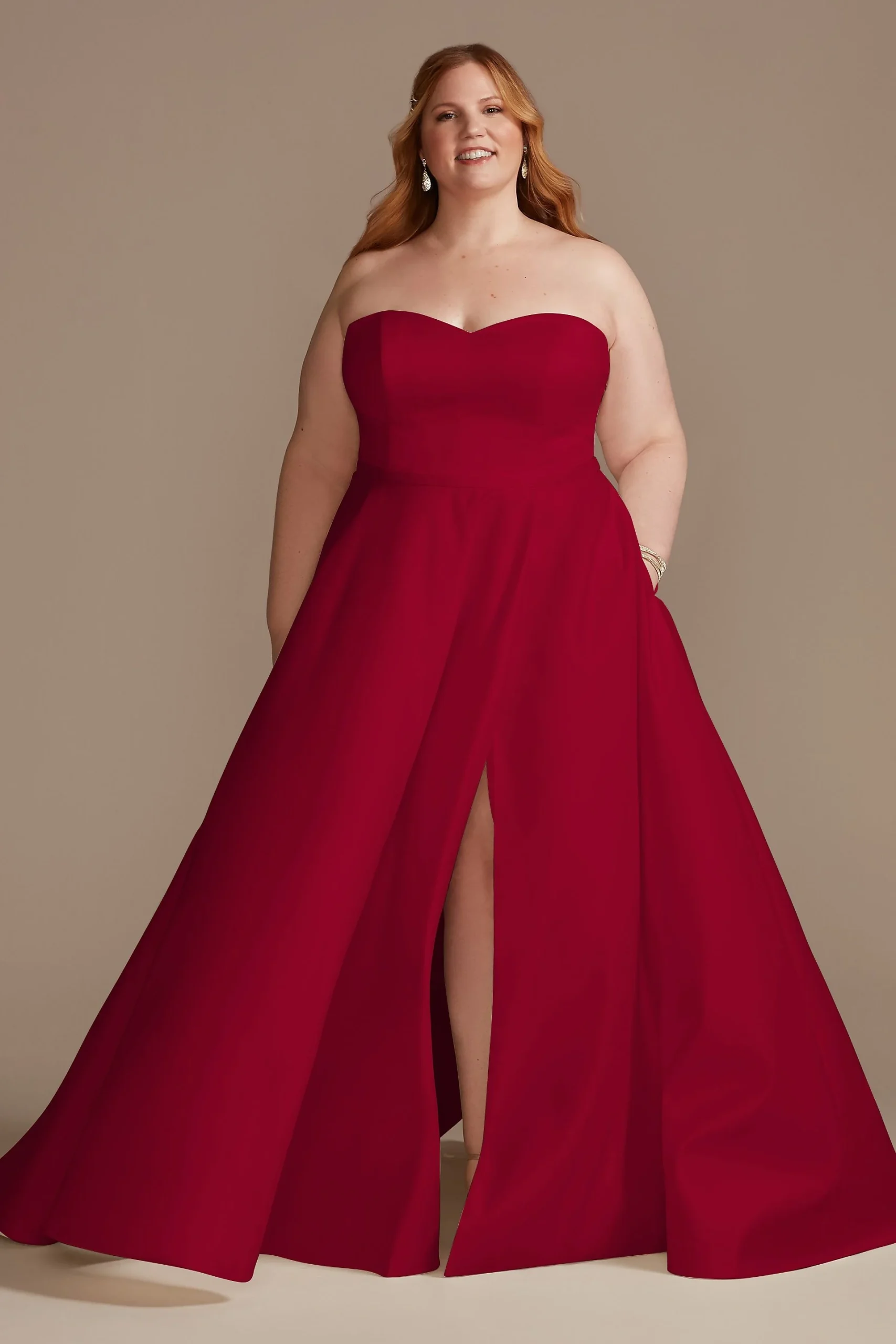 Strapless Satin Wedding Dress with Slit