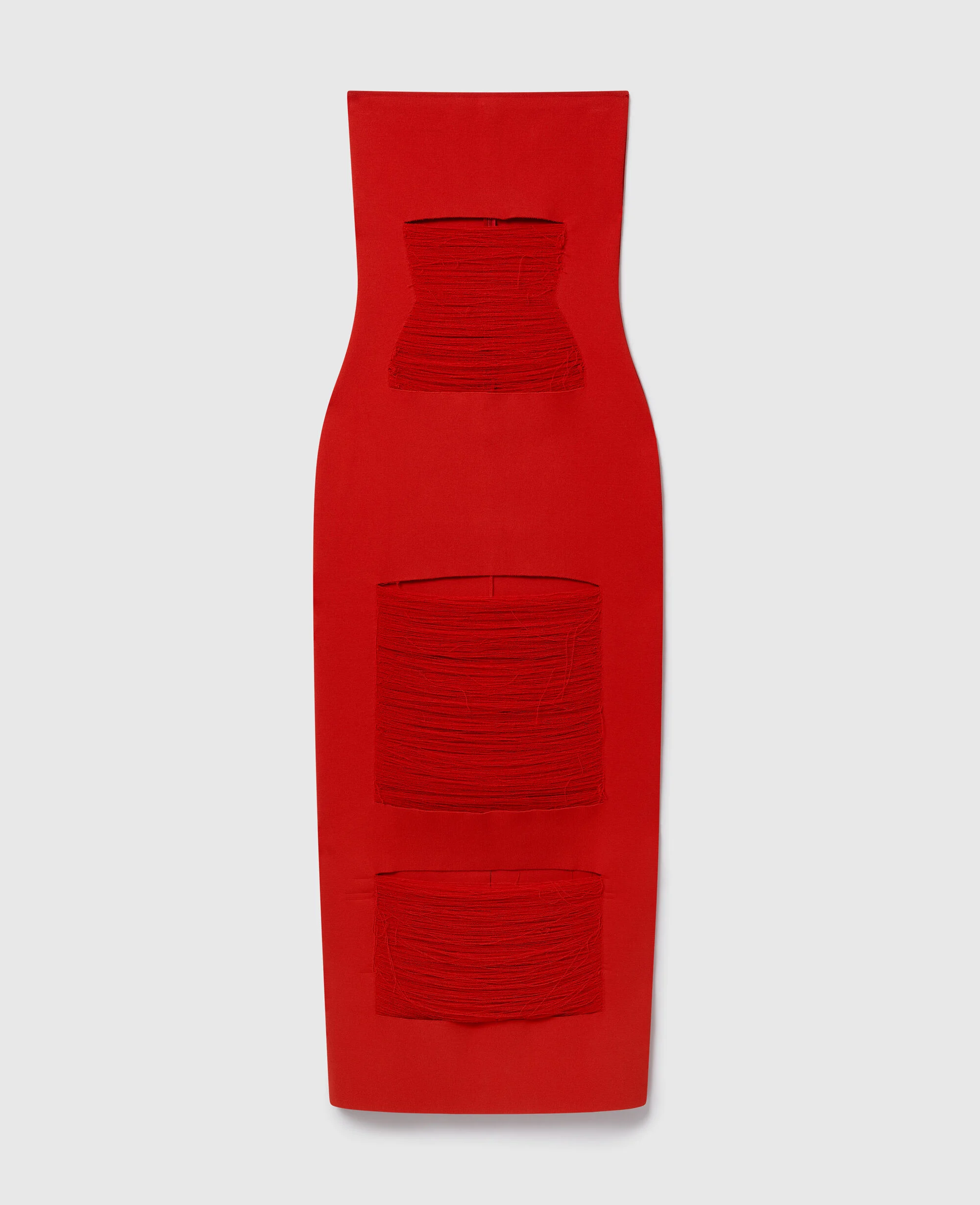 Strapless Shredded Compact Knit Maxi Dress