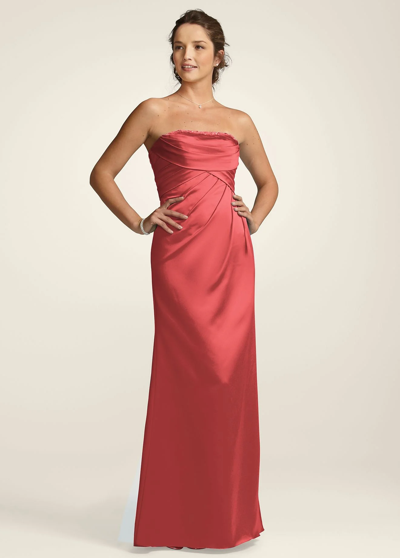 Strapless Structured Satin Gown